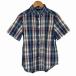  Ralph Lauren RALPH LAUREN рубашка tops короткий рукав проверка Logo вышивка синий голубой M Kids 