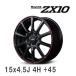 ��MID/�ޥ륫�����ӥ��� Rapid Performance ZX10 15x4.5J +45 100 4H �֥�å�/����åɥ饤�� ����ߥۥ����� 4�ܥ��å�