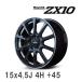 ��MID�� Rapid Performance ZX10 15x4.5J +45 100 4H AD�֥롼/��२�å�������������åȥݥ�å��� ����ߥۥ����� 4�ܥ��å�
