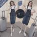  Denim комбинезон One-piece колени длина комбинезон женский Denim юбка сарафан Denim сарафан 