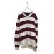 TOMMY HILFIGER хлопок вязаный свитер Tommy Hilfiger L белый красный окантовка V шея б/у одежда . America скупка a605-8335