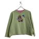 C&amp;K Logo тренировочный футболка женский S потускнение зеленый двойной шея птица цветок вышивка б/у одежда . America скупка a607-6415