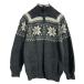 northpeak акрил . вязаный свитер XS~ серый белый половина Zip nordic б/у одежда . America скупка a610-5813