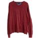 TOMMY HILFIGER хлопок вязаный свитер L wine red Tommy Hilfiger Logo простой V шея б/у одежда . America скупка a701-5385