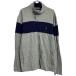 NAUTICA хлопок вязаный свитер XL серый темно-синий Nautica Zip выше большой размер Logo осень-зима б/у одежда . America скупка a702-5188