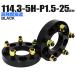 Durax ���C�h�g���b�h�X�y�[�T�[ ���C�g�� �X�y�[�T�[ 25mm  �u���b�N �� 114.3-5H-P1.5 5��  (�g���^ �O�H �z���_ �}�c�_ �����U �_�C�n�c) 2���Z�b�g