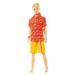 Barbie バービー Surf's Up Beach 12 Inch Doll - Ken in Hawaian Orange Shirt and Yellow Trunks with