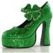 Women's 5 Inch Chunky Heel Green Glitter Mary Jane (Green Glitter;9)