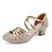 HIPPOSEUS Women's Latin Dance Shoes Champagne Closed Toe Sparkle Low Heel 1 3/4