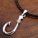  real . fishhook pendant L size length also selectable compilation included leather chain set fish hook necklace silver925 burnishing cloth attaching Boil for Angler