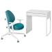 [IKEA/ Ikea / почтовый заказ ]MICKEmike/ GUNRIKgn утечка стол &amp; стул, белый / бирюзовый [EF](69506605)