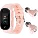  fitness Tracker smart watch earphone -2in1 Acty biti bracele wireless Bluetooth earphone telephone . receive message music navy blue 