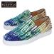  прекрасный товар Christian Louboutin ROLLER BOAT FLAT CANVAS BAZIN SPIKES ролик лодка Flat парусина шиповки спортивные туфли 42