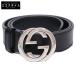  прекрасный товар GUCCI Gucci 114874 Inter locking G кожаный ремень 70*28 черный / серебряный мужской 