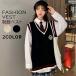 one part immediate payment! school vest woman knitted the best V neck student lady's uniform the best high school student junior high school student plain sweater large size . taking . color scheme pretty 