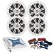 4 x Kicker 41KM604W 6.5 Marine Boat Coaxial White Speakers Combo Bundle With A Pyle PLMRA430BT 1000 Watt 4-Channel Marine Car Bluetooth Amplifier + Py