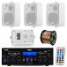 Pyle PDA6BU 200-Watt 2-Channel Digital USB/AUX FM Radio Stereo Amplifier Receiver, Bundle Combo With 4x Enrock EKMR408W 4" Inch 200-Watt 3-Way White B