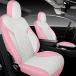 TAPHA Leather Seat Cover Set for Tesla Model 3 2017 - 2022, Breathable and Water-Resistant, Include Seat Covers for Front and Rear Seats (White/Pink)