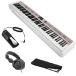 NUX NPK-20 Portable Digital Piano 271 Sounds 88-Key Triple-Sensor Scaled Hammer-Action Keyboard (White) Bundle with Auray Sustain FP-P1L Pedal, Polsen