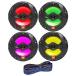 6.5" 225 Watt Peak Power 2-Way Marine Audio Multi-Color RGB LED Boat Speakers (QTY 4) 2 Pairs of OEM Replacement Speakers with 20ft Wire (RGB+Black)