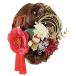 選べる５色展開椿とマムの髪飾り 成人式 卒業式 結婚式 七五三に (赤×ゴールド)格安セール 着物　振袖　格安レンタル