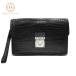 [ прекрасный товар ]LOUIS VUITTON Louis * Vuitton крокодил клатч ручная сумочка черный чёрный серебряный металлические принадлежности BA4102 ремешок мужской 