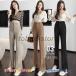  flare pants женский весна лето чёрный низ брюки длинный талия резина черный хаки бежевый взрослый 20 плата 30 плата 40 плата OL мама . надеты .. модный 