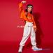  танцевальный костюм Kids Корея девушки tops брюки orange белый hip-hop HIPHOP. рука выставить .... Jazz Dance тренировка надеты модный casual 
