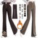  осень теплый брюки обратная сторона ворсистый flare pants офис теплый женский теплый зима стиль выше высота рост длинные брюки защищающий от холода брюки прекрасный ножек теплоизоляция re