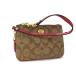COACH Coach signature PVC× кожа сумка мульти- кейс бардачок карта inserting оттенок коричневого × оттенок красного DI7407