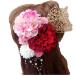 ピンクホワイト レッド系 ダリア 丸菊 の豪華アートフラワー髪飾り7点セットキャンペーン 着物　振袖　格安レンタル