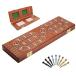 Cribbage Board Game Set 3 Tracks, Plusvivo Solid Oak Wood Cribbage Boards Unique with 9 Metal Pegs  2 Storage Area, 15.5 X 4.9 X 1.2 in T ¹͢