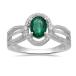 Jewelili 10k white gold 7 x 5 mm oval shape emerald and 1/5 cttw Natural wh
