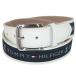 メンズベルト 人気ブランド トミーヒルフィガー TOMMY HILFIGER ホワイト系 本革 ロゴ カジュアルベルト 38mm USA直輸入モデル トラッド メンズギフト 送料無料