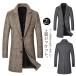  Пальто Честерфилд мужской длинное пальто внешний джентльмен бизнес пальто ходить на работу шерсть . пальто твид проверка с хлопком теплый тонкий тонкий модный 