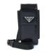  Prada смартфон кейс 2ZT036 чёрная кожа б/у мобильный кейс Logo шея s с ремешком женский 