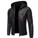  мужской кожаная куртка осень-зима кожаный жакет с капюшоном . соединять ... байкерская куртка мотоцикл одежда одиночный защищающий от холода . способ Oniikei стиль 