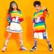  Kids Dance Kids костюм Kids tops hip-hop красочный окантовка футболка короткий рукав Rainbow . рука рубашка Kids танцевальный костюм урок 
