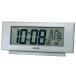 セイコークロック 置き時計 銀色メタリック 本体サイズ: 7.7×17.4×3.8cm 目覚まし時計 電波 デジタル 温度 湿度 表示 SQ794S