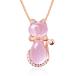 [ALOHAMONI] розовый опал колье кошка заяц дизайн Cubic Zirconia CZ серебряный 925 цепь ( кошка )