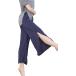  гаучо брюки женский широкий низ йога 9 минут длина разрез одноцветный ( темно-синий, свободный размер )