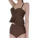  купальный костюм женский бикини body type покрытие оборка высокий талия 2 позиций комплект танкини sauna (TYPE(1) кофе, L)