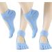  йога носки пилатес носки женский предотвращение скольжения 5 пальцев йога носки ( голубой, Free Size)