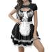  готовая одежда костюм костюмированная игра симпатичный sexy гонки оборка лента короткий рукав мини-юбка ba колено M размер (M)