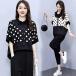  джерси полька-дот простой верх и низ в комплекте женский джерси выставить короткий рукав модный верх и низ 2 пункт тренировочный casual лето 