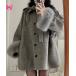  пальто внешний лента мех запонки средний пальто женский 