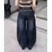  широкий брюки джинсы Denim Denim брюки задний Logo вышивка переключатель машина b Denim брюки женский 
