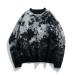  свитер вязаный Abstract Shaggy Knit / общий рисунок тянуть over вырез лодочкой мохнатый вязаный мужской женский 