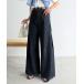  широкий брюки джинсы Denim Denim брюки [JaVa Java сотрудничество ]ta Klein . ножек аккуратный, прекрасный ножек широкий. боковой tuck широкий Denim брюки ( широкий )
