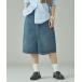  шорты широкий брюки джинсы Denim Denim брюки Curensology( Curren Solo ji-)/[&RC] широкий Roo z половина Denim брюки 